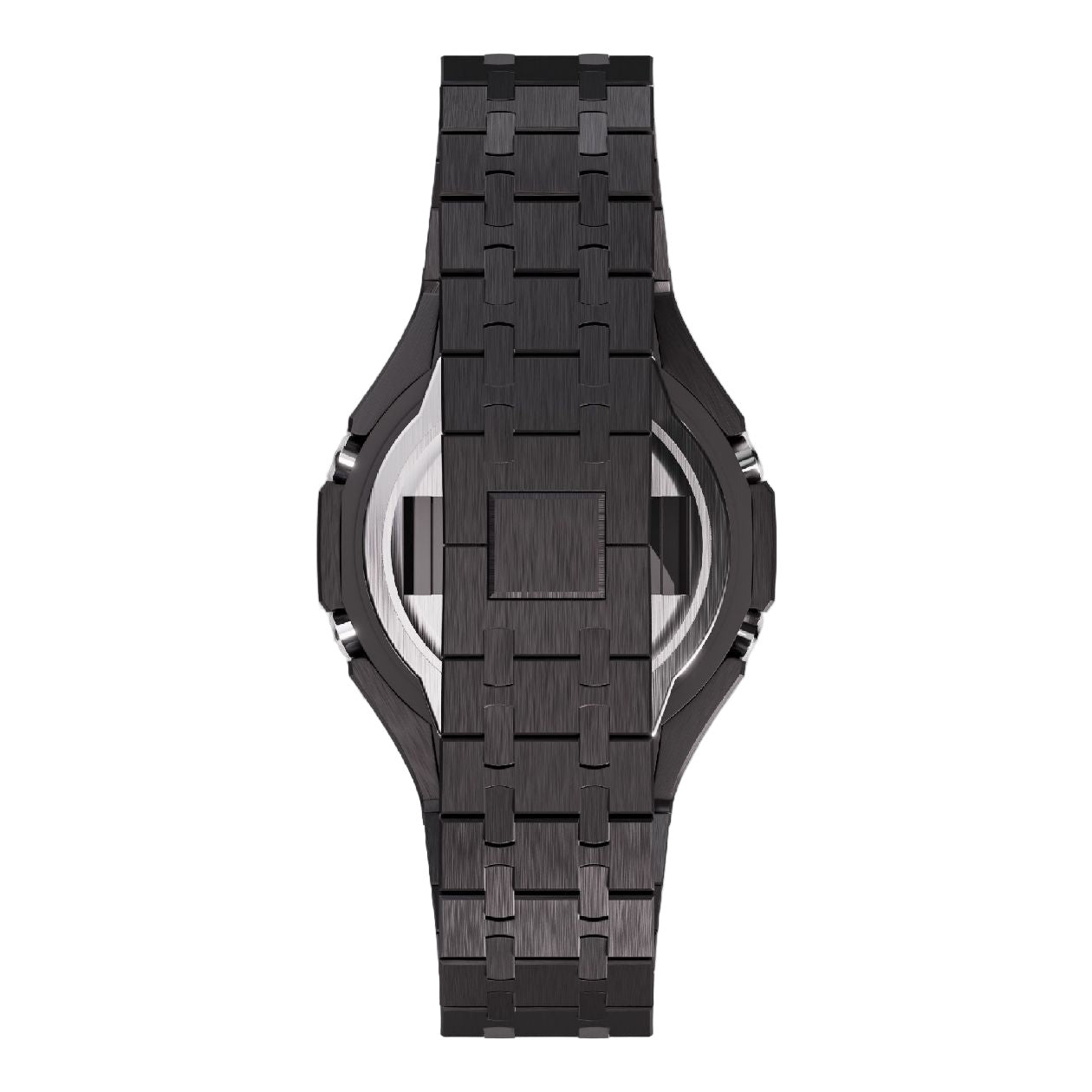 Casioak Mod Casio G-Shock GA-2100 Black Metal Silver Screws Modded Watch GA2100 Back View