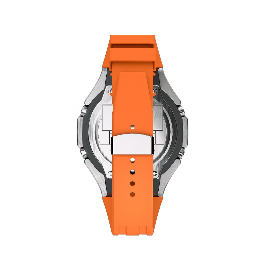 G-Shock GA-2100 Custom Metal Mod Watch Casio Casioak Steel Case Orange Strap image 5