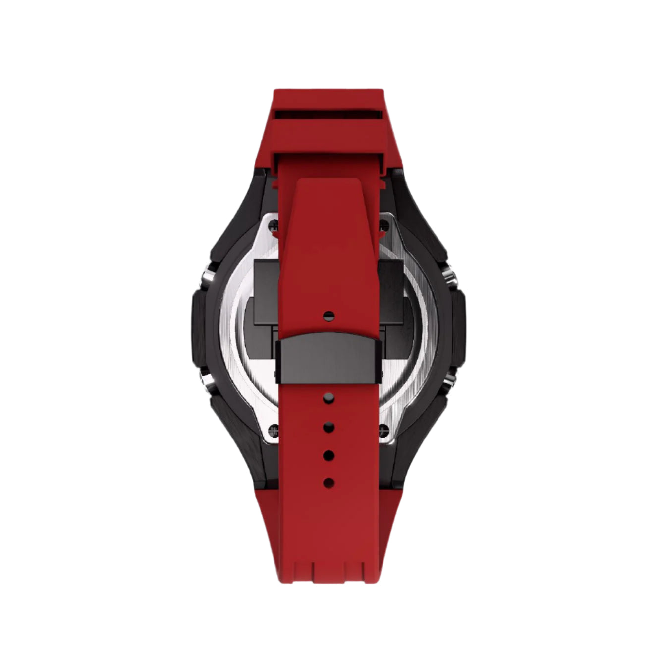 Casioak Mod Custom Watch Casio G-Shock GA-2100-4A Black Metal Red Strap GA2100 Image 5
