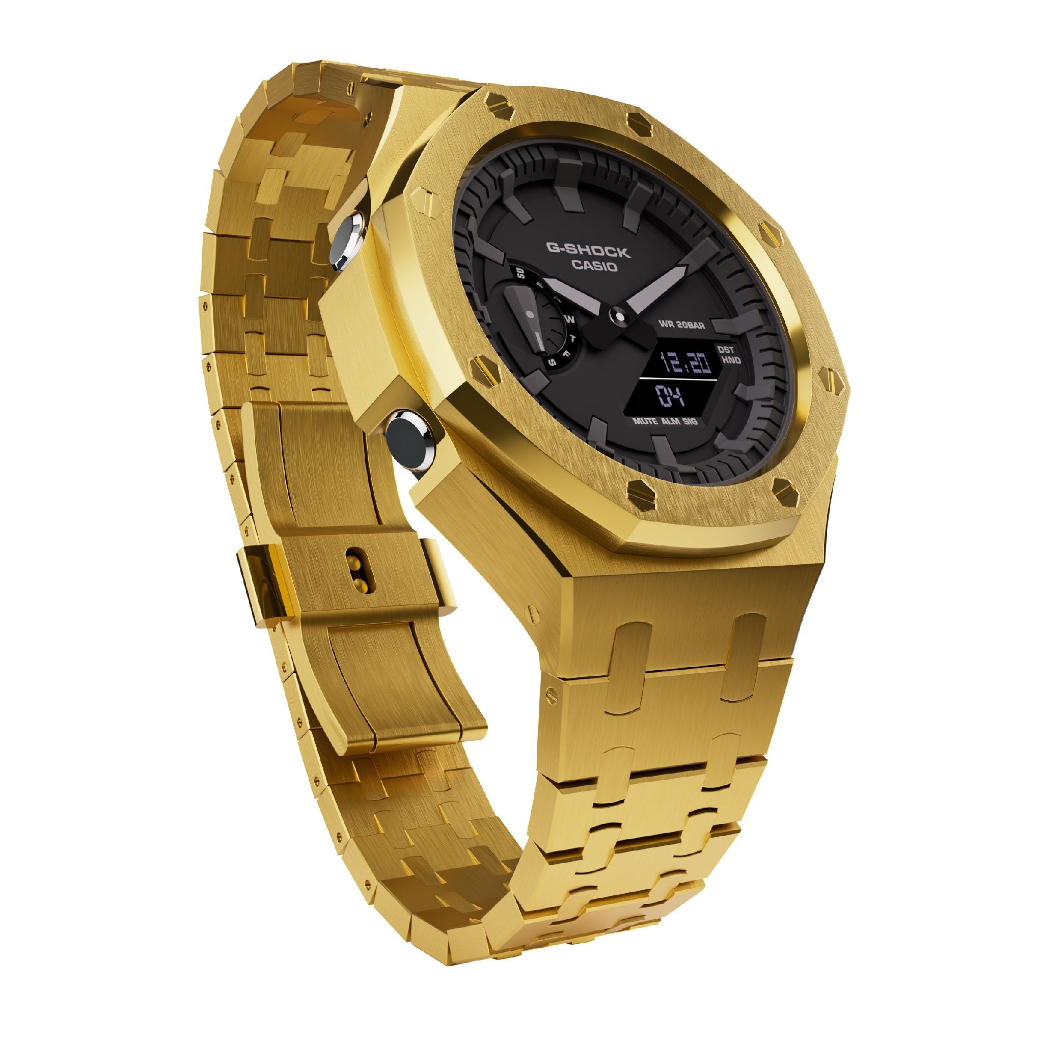 gold tone casioak mod ga2100 metal g-shock watch lifestyle view