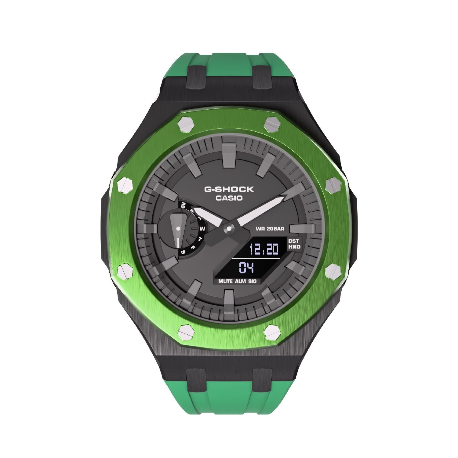 Green Casioak Mod Royal Oak Casio G-Shock GA-2100 Custom Metal Watch GA2100