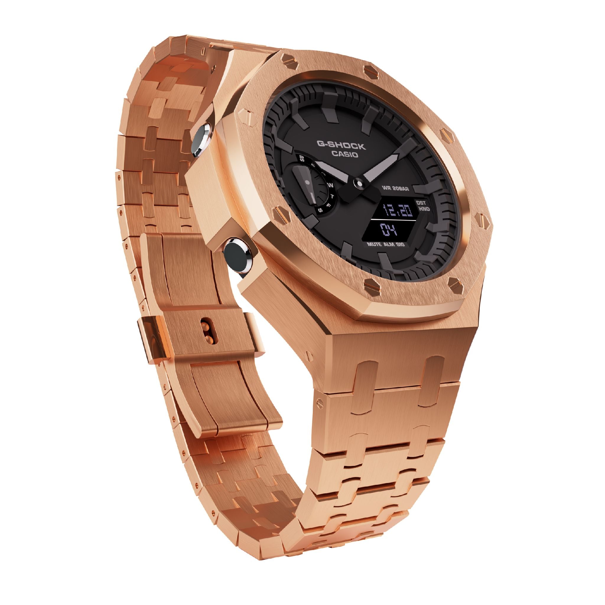 rose gold casioak mod ga2100 metal watch lifestyle view