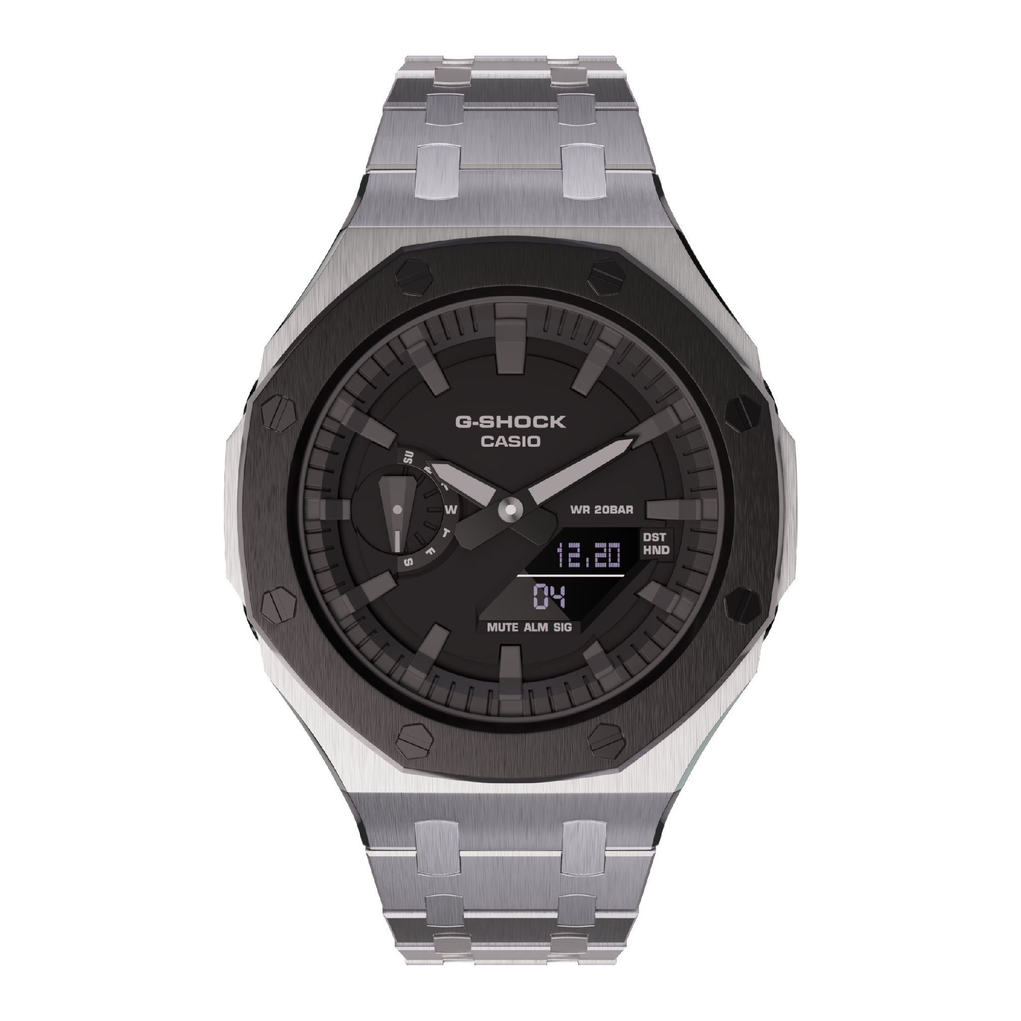 London Craftwork Casioak Braccialetto IN Acciaio Inox Custodia Mod per Shock G-Shock GA2100 GA2110 Oro Rosa Argento Nero (Argento London Craftwork Casioak Braccialetto IN Acciaio Inox Custodia Mod per Shock G-Shock GA2100 GA2110 Oro Rosa Argento Nero (Argento