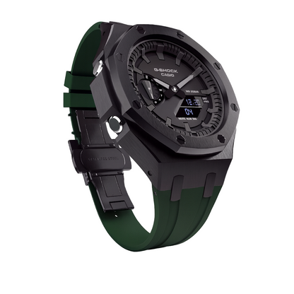 Casio G-Shock GA-2100 Black Case Green Strap GA2100 Casioak Mod Custom Watch 
