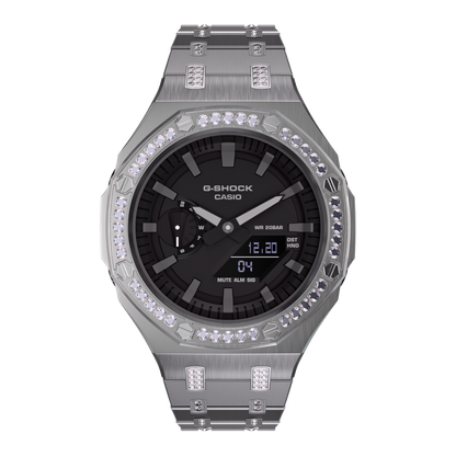 Casio G-Shock GA-2100 All Metal Modded Crystal Watch GA2100 Iced Out Casioak Mod