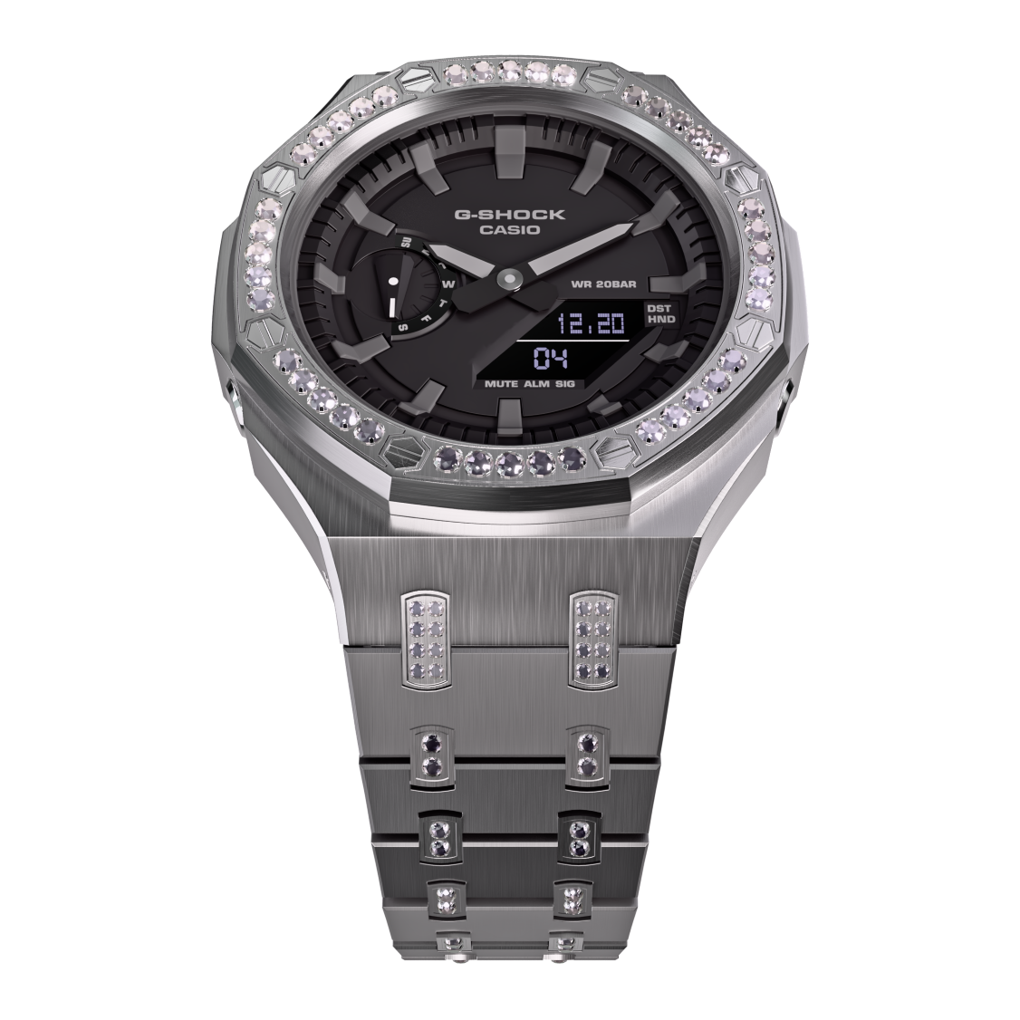 Casio G-Shock GA-2100 All Metal Modded Crystal Watch GA2100 Iced Out Casioak Mod image 2