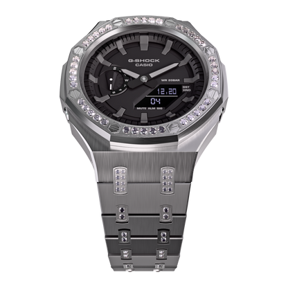 Casio G-Shock GA-2100 All Metal Modded Crystal Watch GA2100 Iced Out Casioak Mod image 2