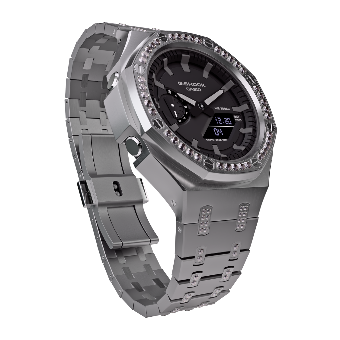Casio G-Shock GA-2100 All Metal Modded Crystal Watch GA2100 Iced Out Casioak Mod image 5