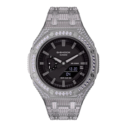 Casio G-Shock GA-2100 Metal Modded All Crystal Watch GA2100 Iced Out Casioak Mod