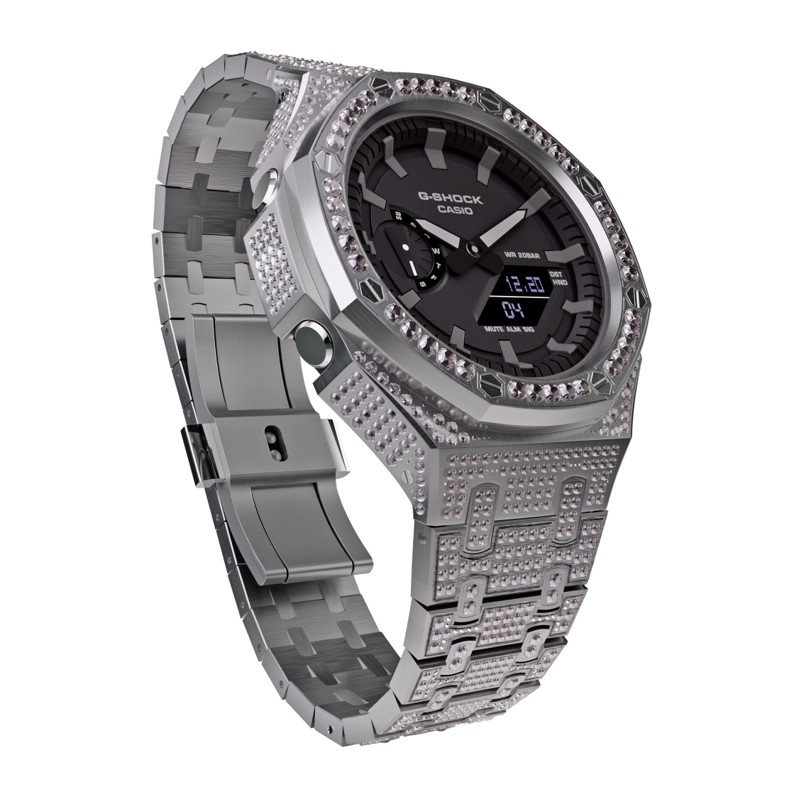 Casio G-Shock GA-2100 Metal Modded All Crystal Watch GA2100 Iced Out Casioak Mod Image 5