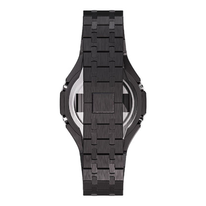 Casioak Mod Casio G-Shock GA-2100 Black Metal Silver Screws Modded Watch GA2100 Back View