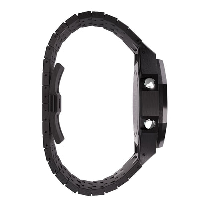 Casioak Mod Casio G-Shock GA-2100 Black Metal Silver Screws Modded Watch GA2100 Side View