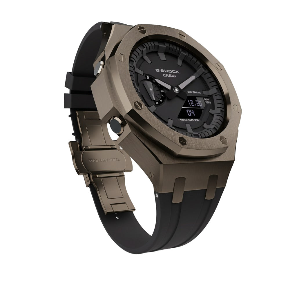 Casioak Mod Custom Watch Casio G-Shock GA-2100 Gunmetal Grey Case Black Strap