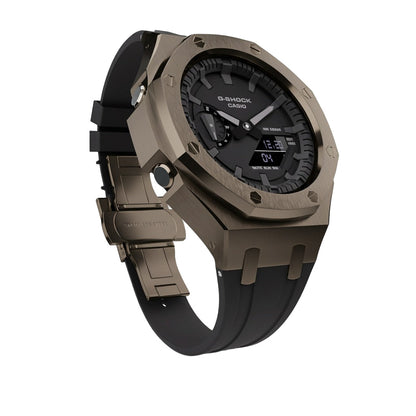 Casioak Mod Custom Watch Casio G-Shock GA-2100 Gunmetal Grey Case Black Strap