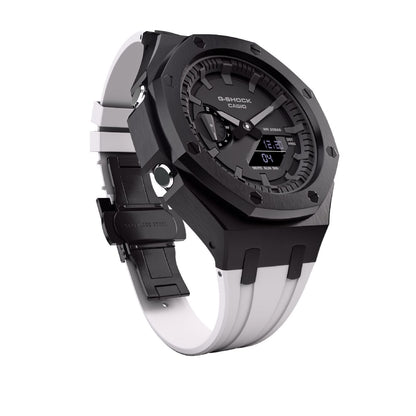 Casioak Mod Royal Oak Watch Casio G-Shock GA-2100 Black Case White Strap GA2100 cool view