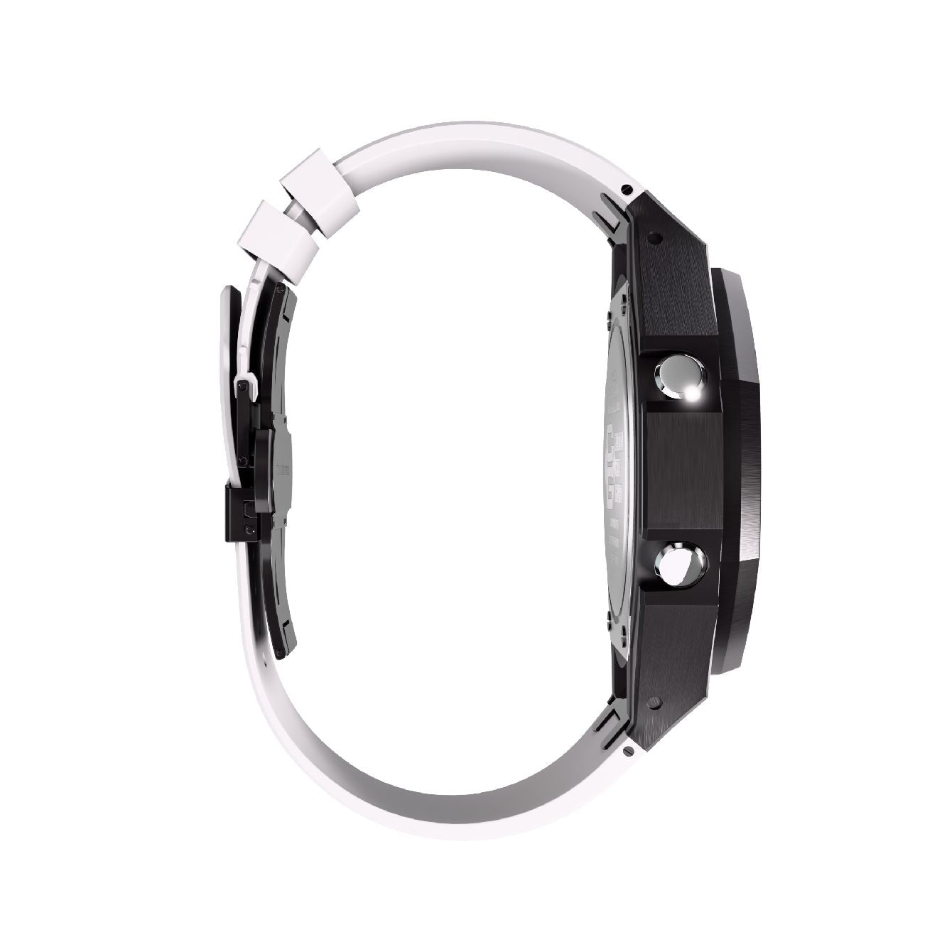 Casioak Mod Royal Oak Watch Casio G-Shock GA-2100 Black Case White Strap GA2100 side view