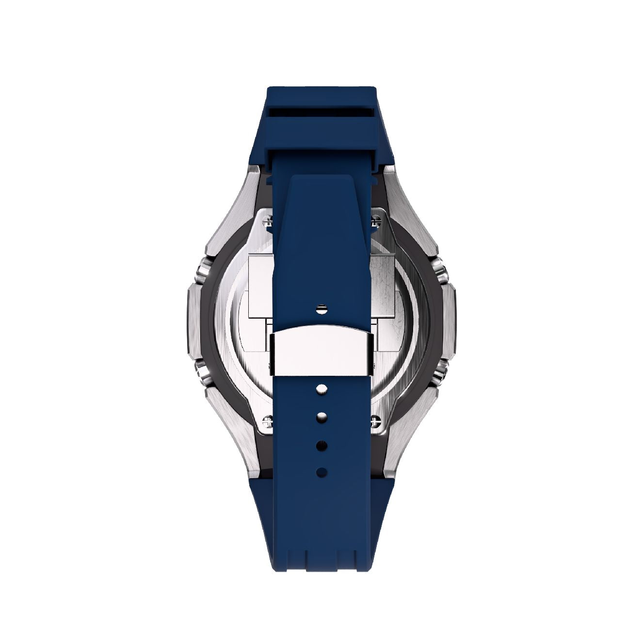 Casioak Mod Royal Oak Watch Casio G-Shock GA-2100 Silver Case Blue Strap GA2100 - BackView