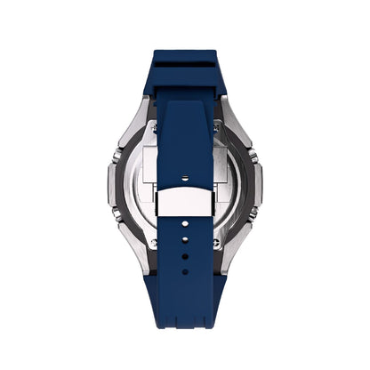 Casioak Mod Royal Oak Watch Casio G-Shock GA-2100 Silver Case Blue Strap GA2100 - BackView