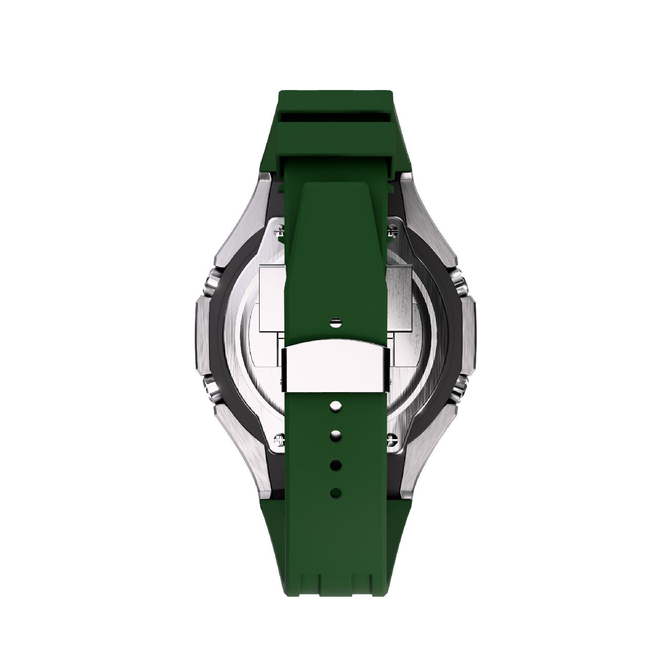 Casioak Mod Royal Oak Watch Casio G-Shock GA-2100 Silver Case Green Strap GA2100 back view