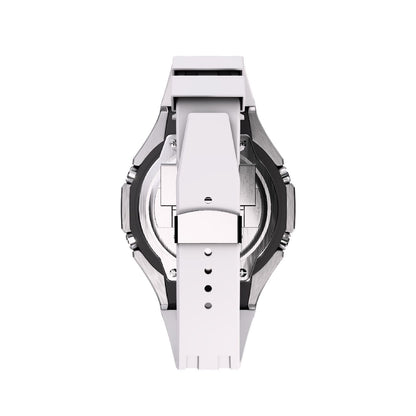Casioak Mod Royal Oak Watch Casio G-Shock GA-2100 Silver Case White Strap GA2100 back view