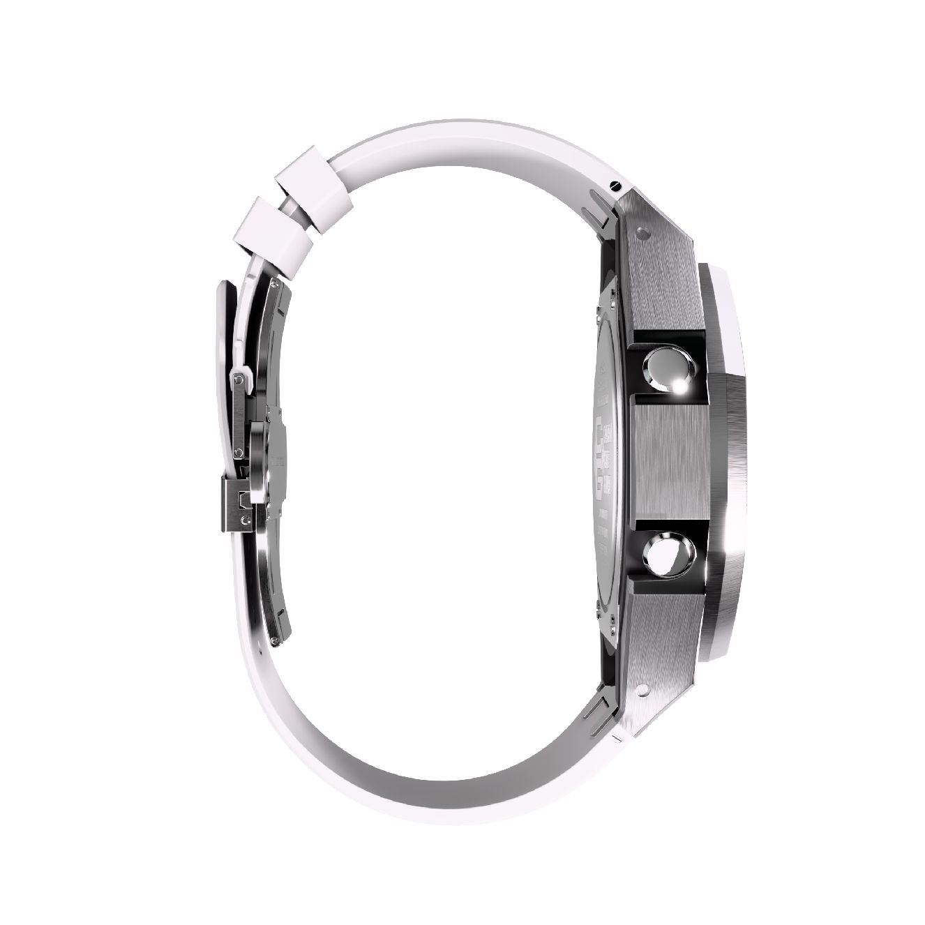 Casioak Mod Royal Oak Watch Casio G-Shock GA-2100 Silver Case White Strap GA2100 side view