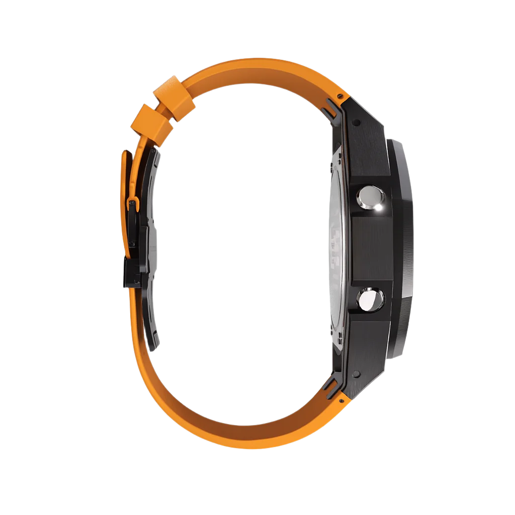 G-Shock GA-2100 Custom Metal Mod Watch Casio Casioak Black Case Orange Strap image 3