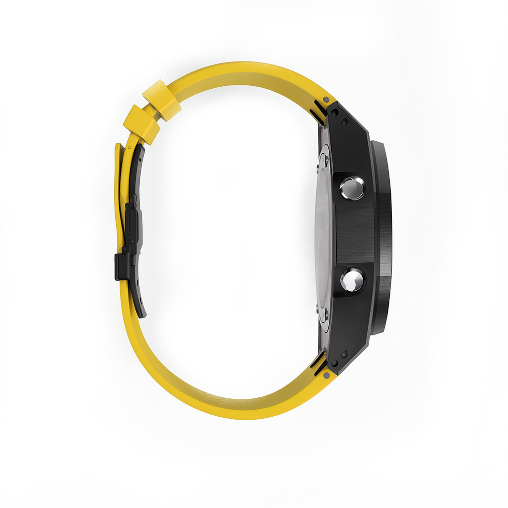 CasG-Shock GA-2100 Custom Metal Mod Watch Casio Casioak Black Case Yellow Strap image 3