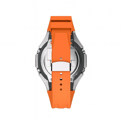 G-Shock GA-2100 Custom Metal Mod Watch Casio Casioak Steel Case Orange Strap image 5