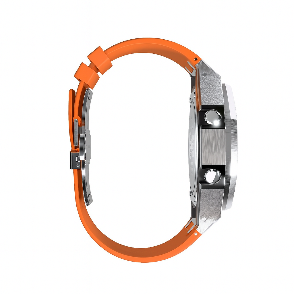 G-Shock GA-2100 Custom Metal Mod Watch Casio Casioak Steel Case Orange Strap image 4