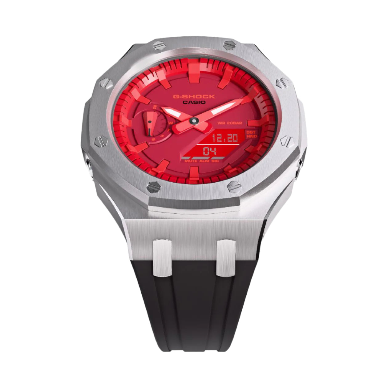 Casioak Mod Custom Watch Casio G-Shock GA-2100-4A Metal Case Red Dial Black Strap Image 2