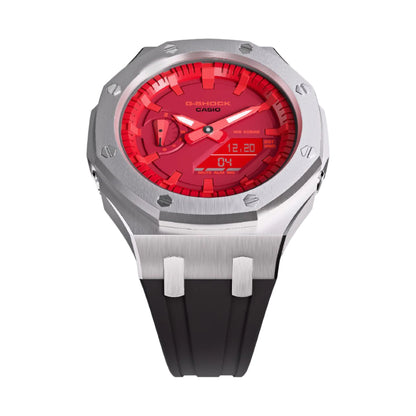 Casioak Mod Custom Watch Casio G-Shock GA-2100-4A Metal Case Red Dial Black Strap Image 2
