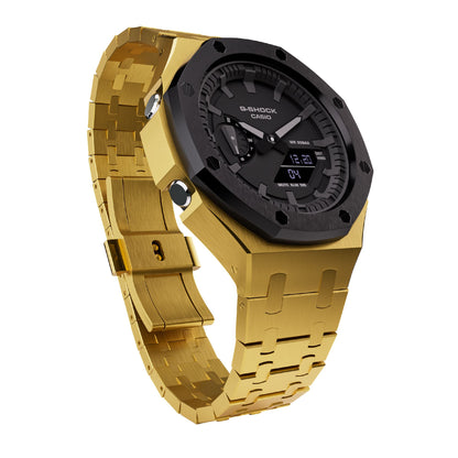 Gold tone with black bezel casioak mod ga2100 metal watch cool view
