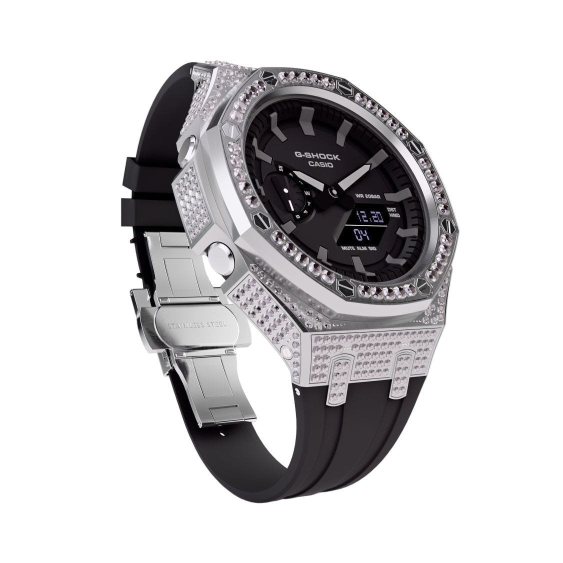Iced Out Casioak Mod - All Crystal Casio G-Shock GA-2100 Modded Watch GA2100