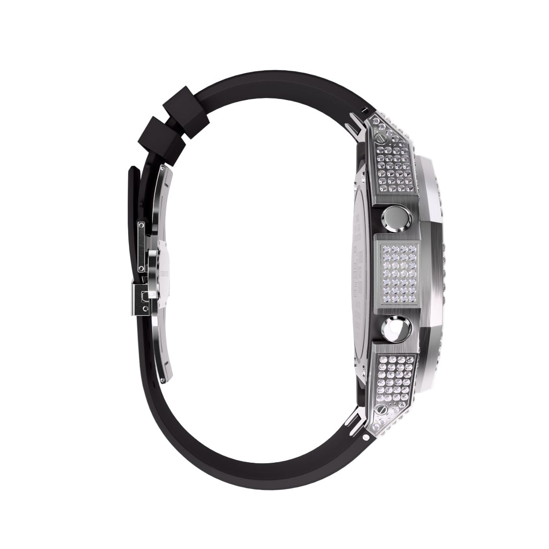 Iced Out Casioak Mod - All Crystal Casio G-Shock GA-2100 Modded Watch GA2100 Side View