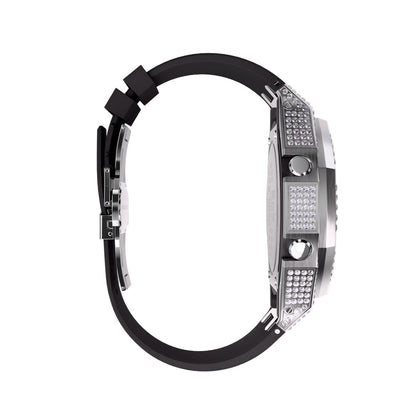 Iced Out Casioak Mod - All Crystal Casio G-Shock GA-2100 Modded Watch GA2100 Side View