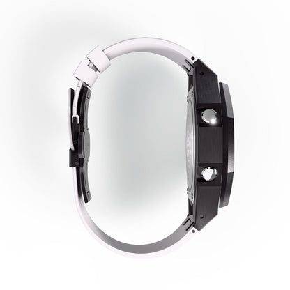 Casioak Mod Custom Watch Casio G-Shock GA-2100-4A Black Case Red Dial White Band Image 5