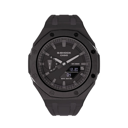 Casioak Mod Royal Oak Casio G-Shock GA-2100 Black Metal Steel Watch GA2100