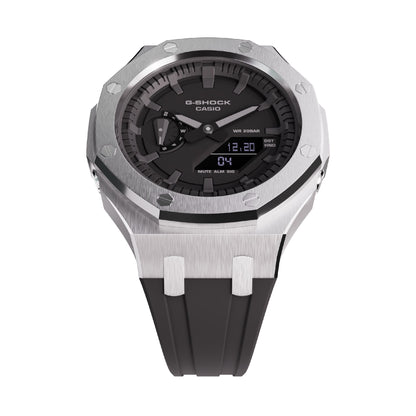 Casioak Mod Royal Oak Casio G-Shock GA-2100 Silver Tone Metal Steel Watch GA2100